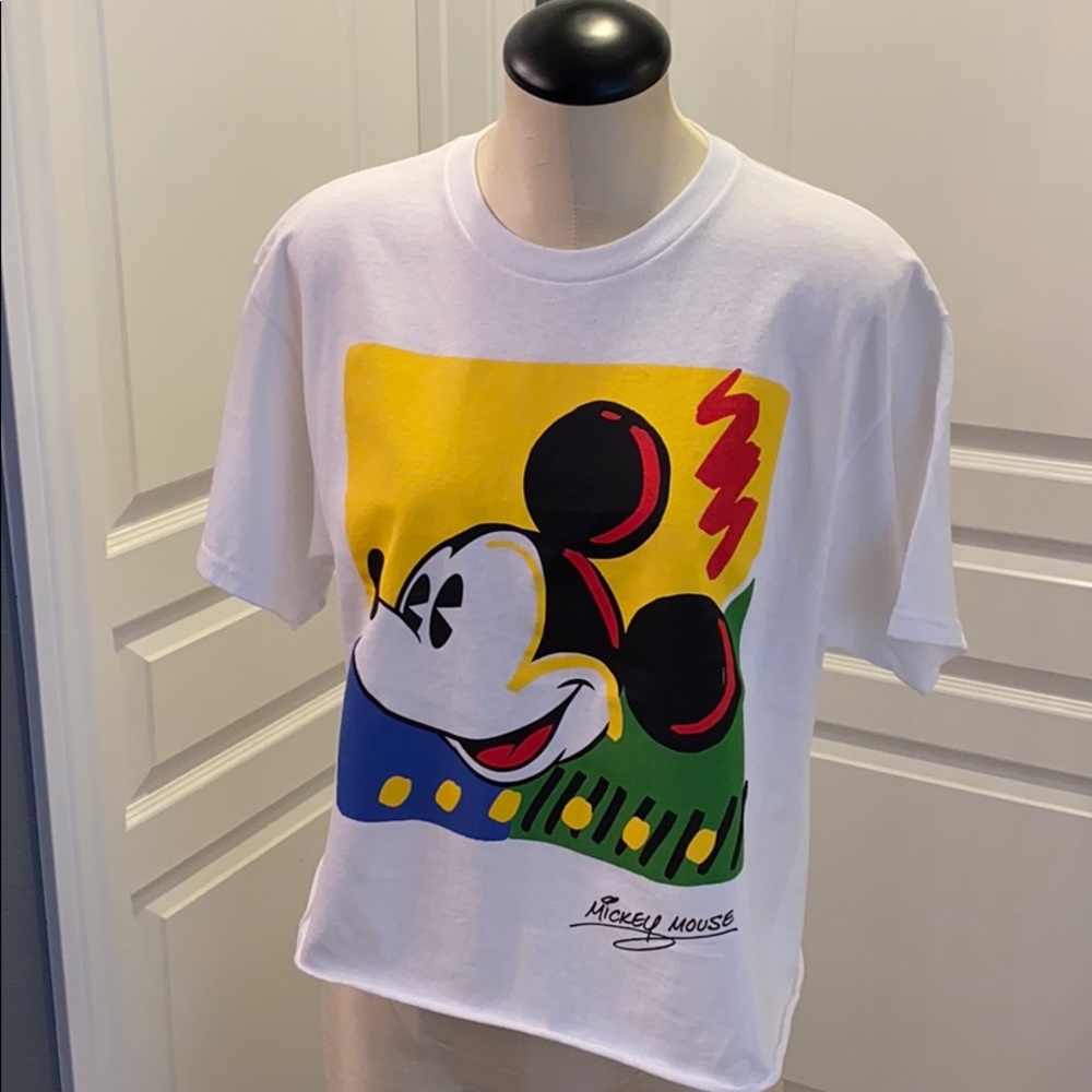 Disney White Mickey Mouse Colorblock Short Sleeve Tee
